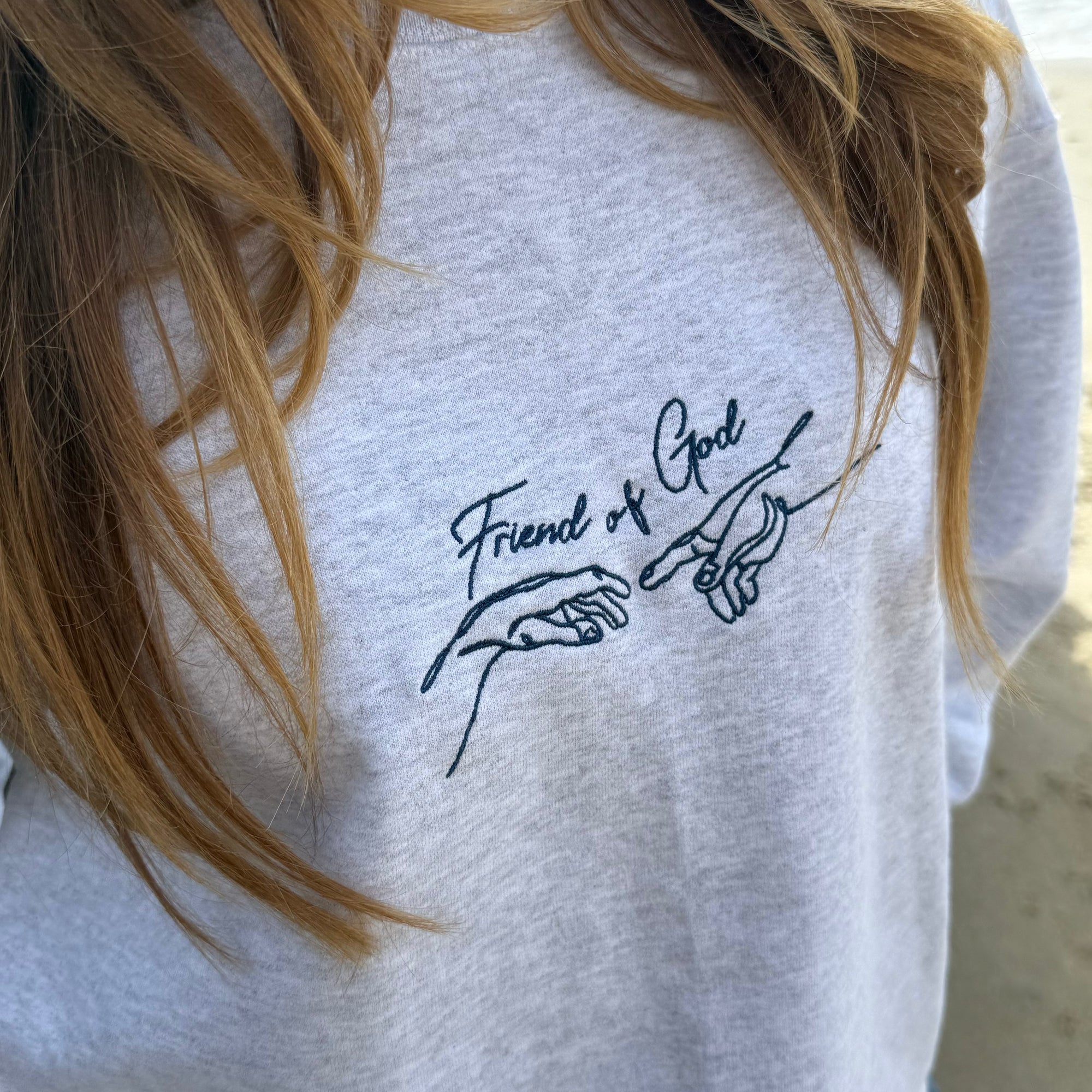 RESTOCK! | "FRIEND OF GOD" | PREMIUM EMBROIDERED CREWNECK | ASH