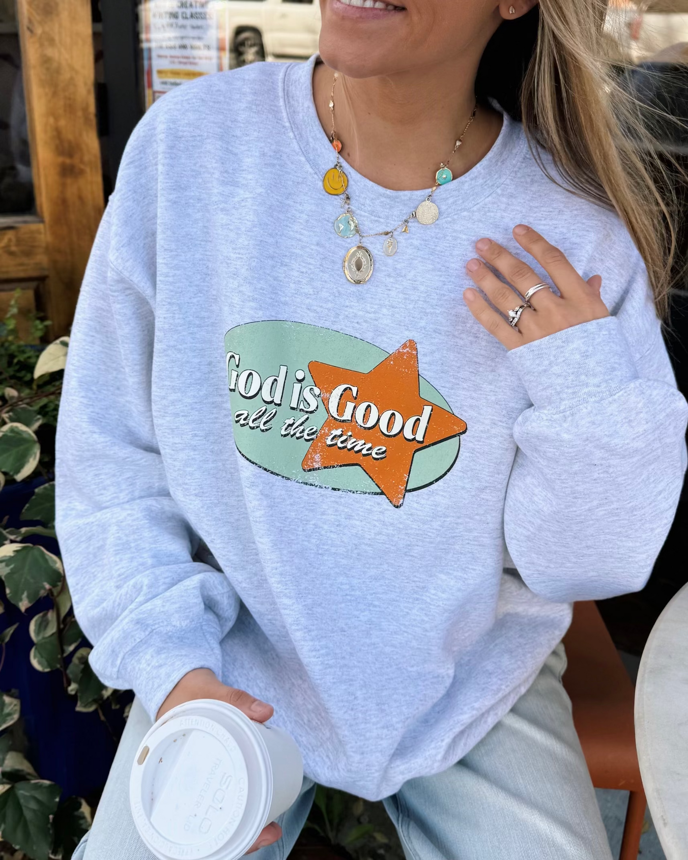 "GOD IS GOOD" RETRO CREWNECK