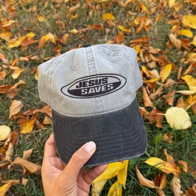 NEW | "JESUS SAVES" PREMIUM EMBROIDERED HAT | BLACK/GRAY