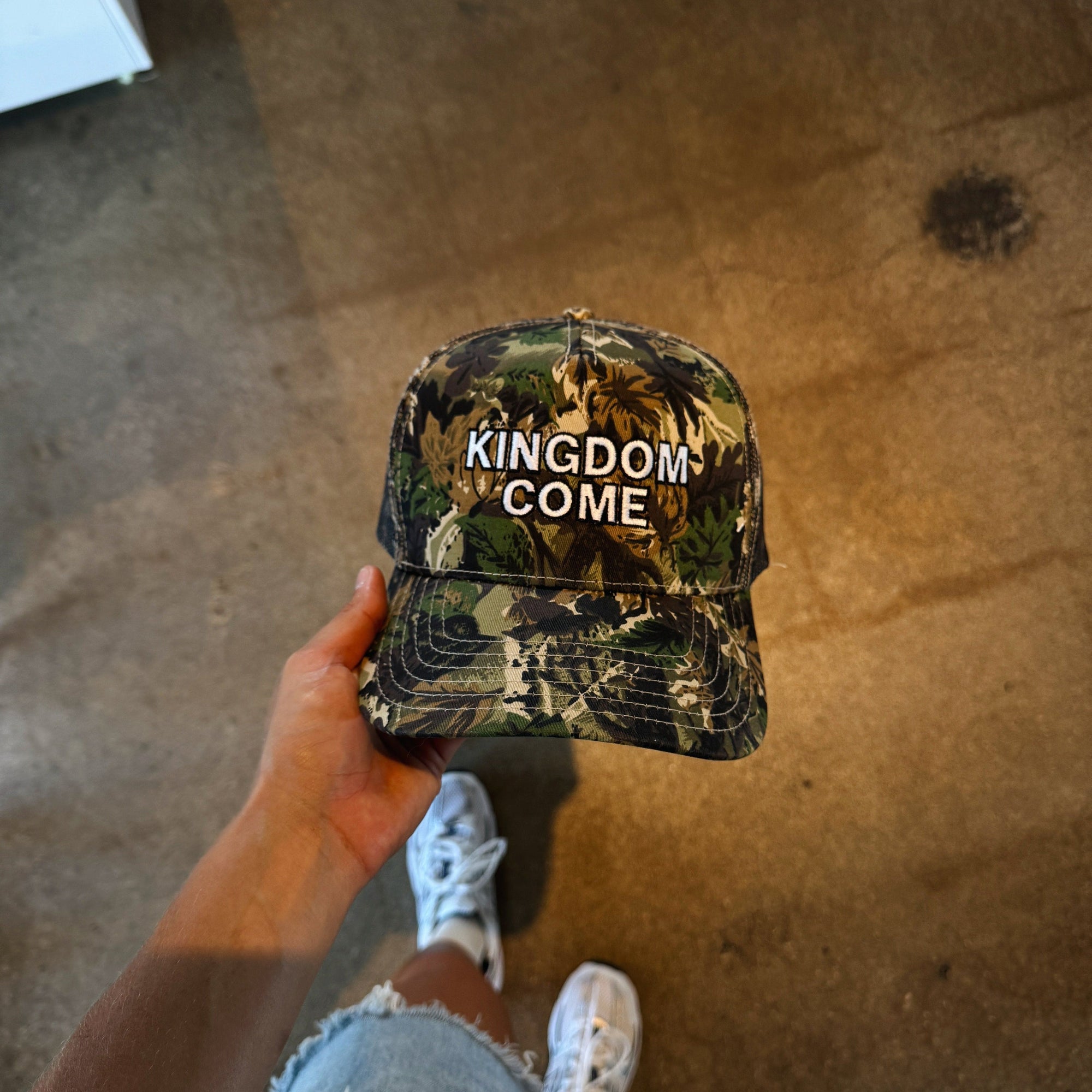 NEW! | "KINGDOM COME" EMBROIDERED TRUCKER HAT | CAMO