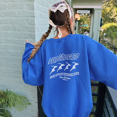 NEW! | "RUN THE RACE" CREWNECK | ROYAL BLUE
