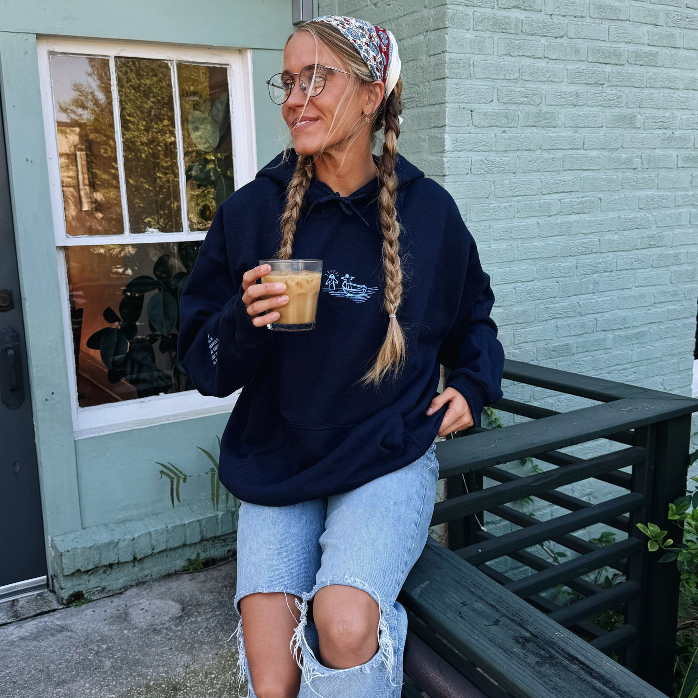 NEW! | "WALK ON WATER" DOODLE HOODIE | NAVY