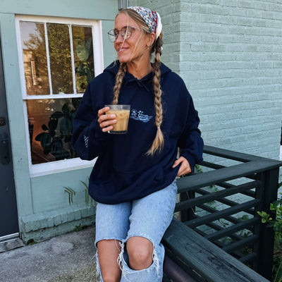 NEW! | "WALK ON WATER" DOODLE HOODIE | NAVY