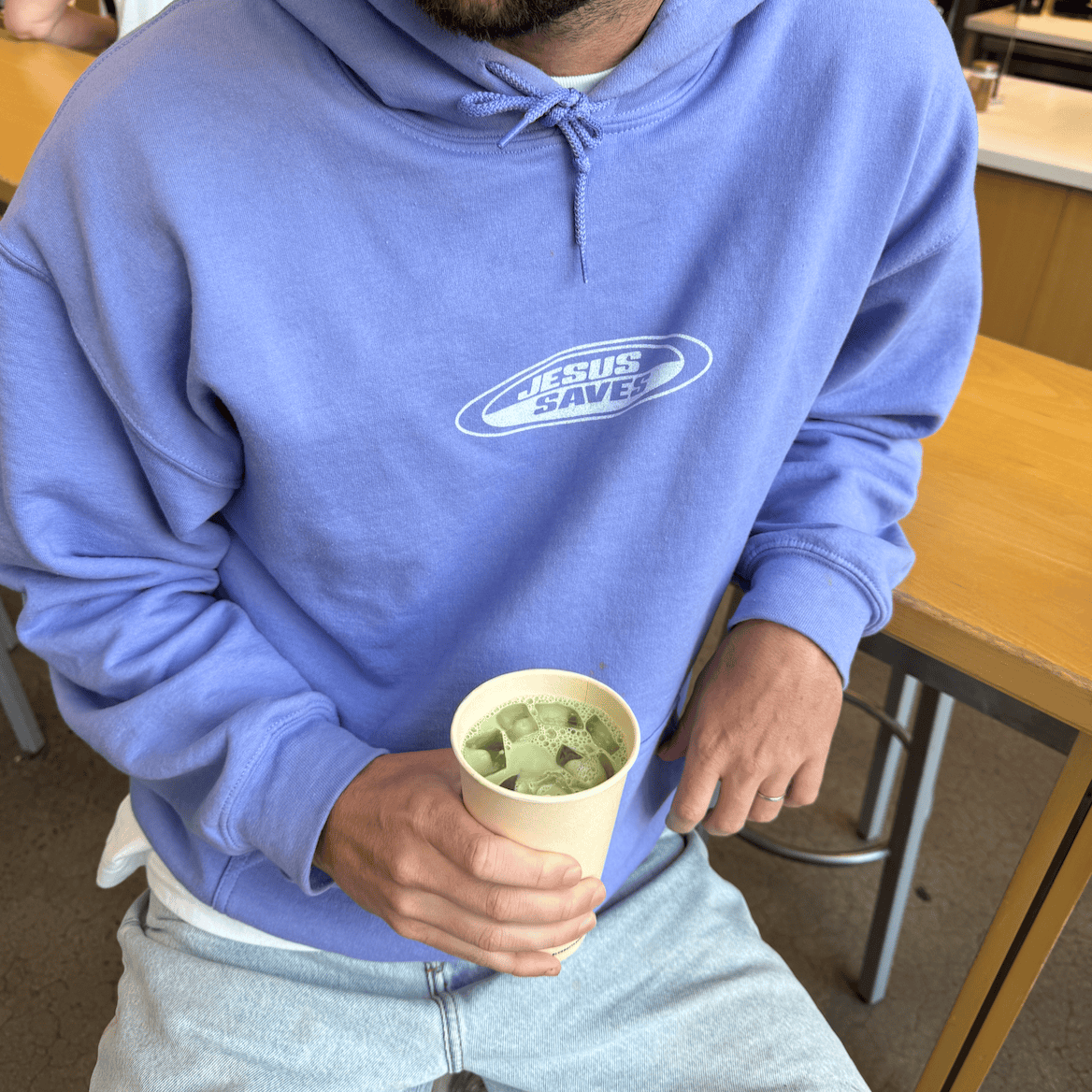 NEW! | "JESUS SAVES" RETRO HOODIE | VIOLET