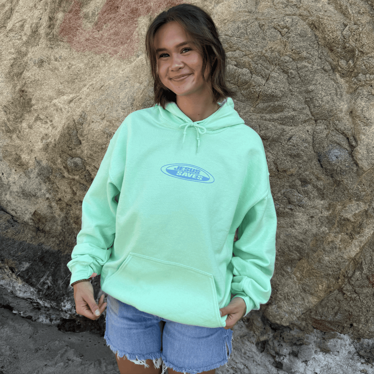 NEW! | "JESUS SAVES" RETRO HOODIE | MINT