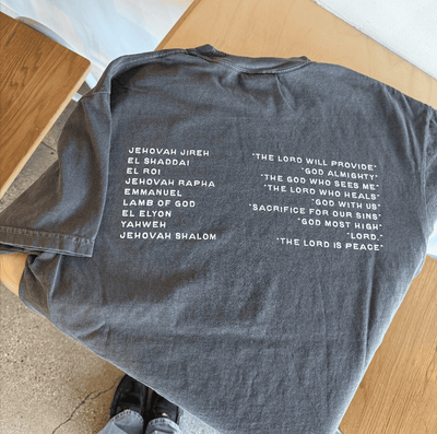 NEW! | "NAMES OF GOD" PREMIUM COMFORT COLOR TEE | PEPPER