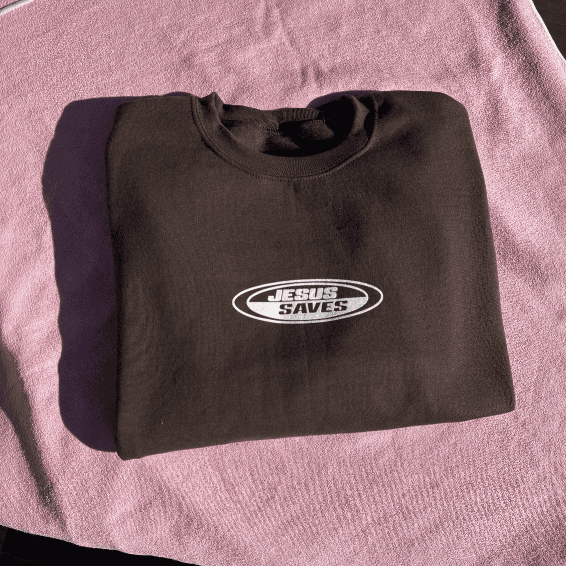 NEW! | "JESUS SAVES" RETRO CREWNECK | CHOCOLATE