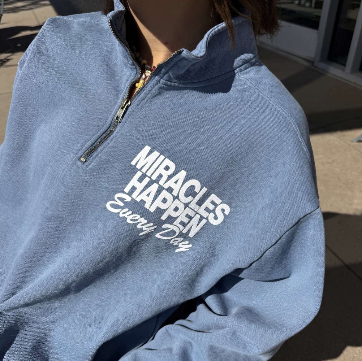 NEW! | "MIRACLES" COMFORT COLOR QUARTER ZIP | BLUE JEAN