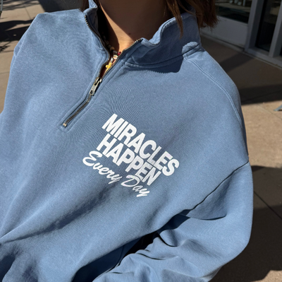 NEW! | "MIRACLES" COMFORT COLOR QUARTER ZIP | BLUE JEAN