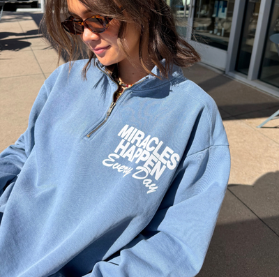 NEW! | "MIRACLES" COMFORT COLOR QUARTER ZIP | BLUE JEAN