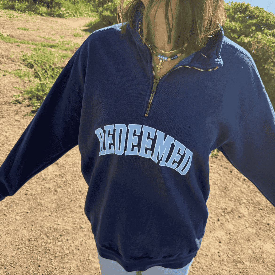 NEW! | "REDEEMED" UNIVERSITY COMFORT COLOR QUARTER ZIP | NAVY