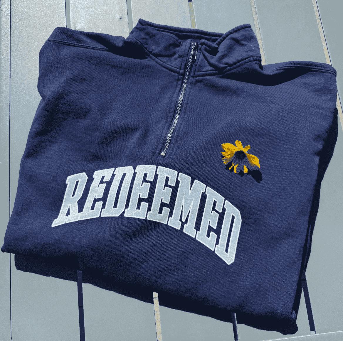 NEW! | "REDEEMED" UNIVERSITY COMFORT COLOR QUARTER ZIP | NAVY