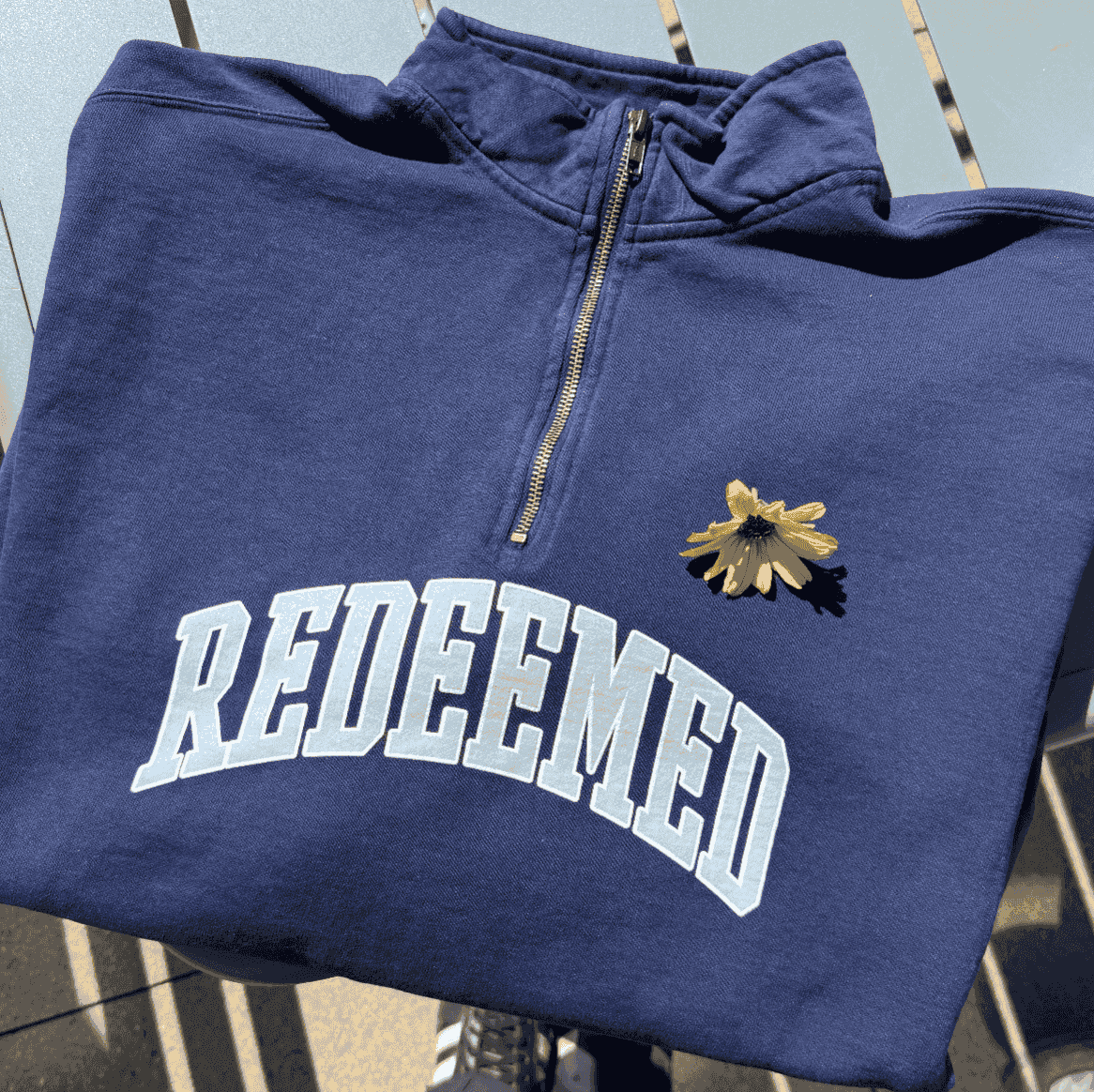 NEW! | "REDEEMED" UNIVERSITY COMFORT COLOR QUARTER ZIP | NAVY
