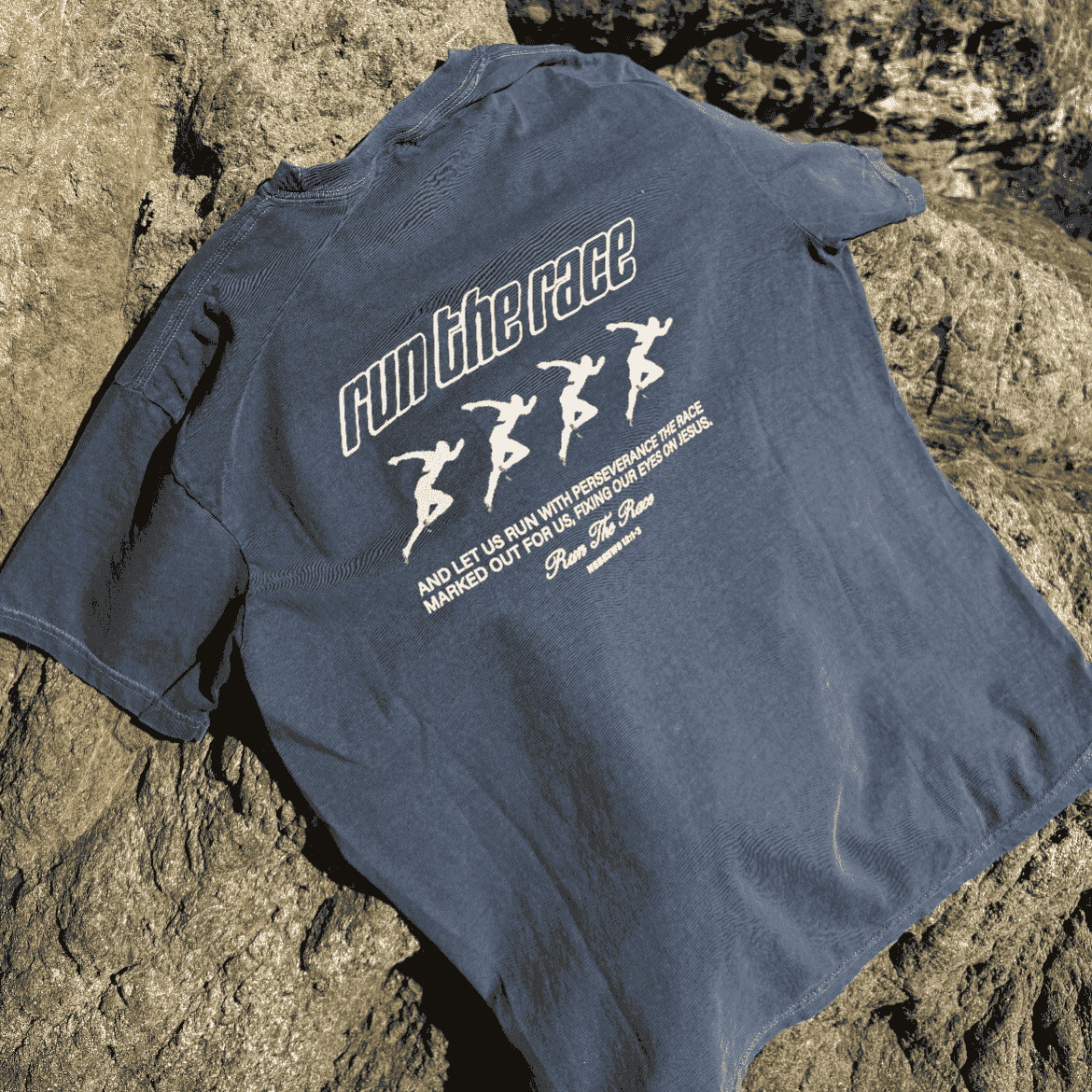 NEW! | "RUN THE RACE" PREMIUM COMFORT COLOR TEE | DENIM