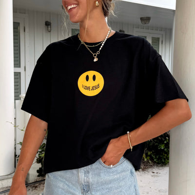 NEW! | SMILEY "I LOVE JESUS" TEE | BLACK