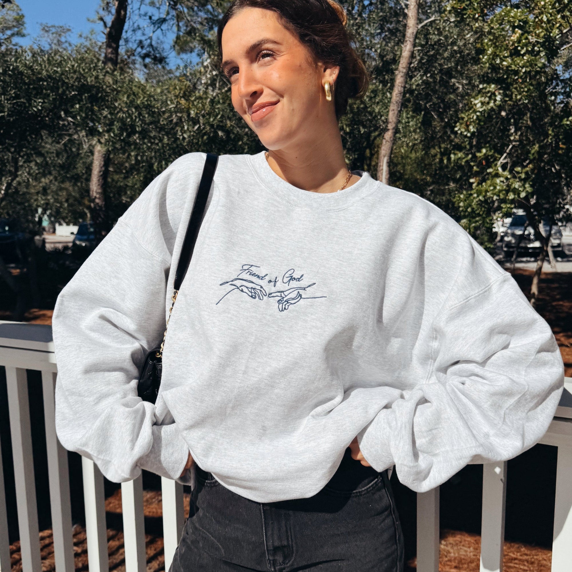 RESTOCK! | "FRIEND OF GOD" | PREMIUM EMBROIDERED CREWNECK | ASH