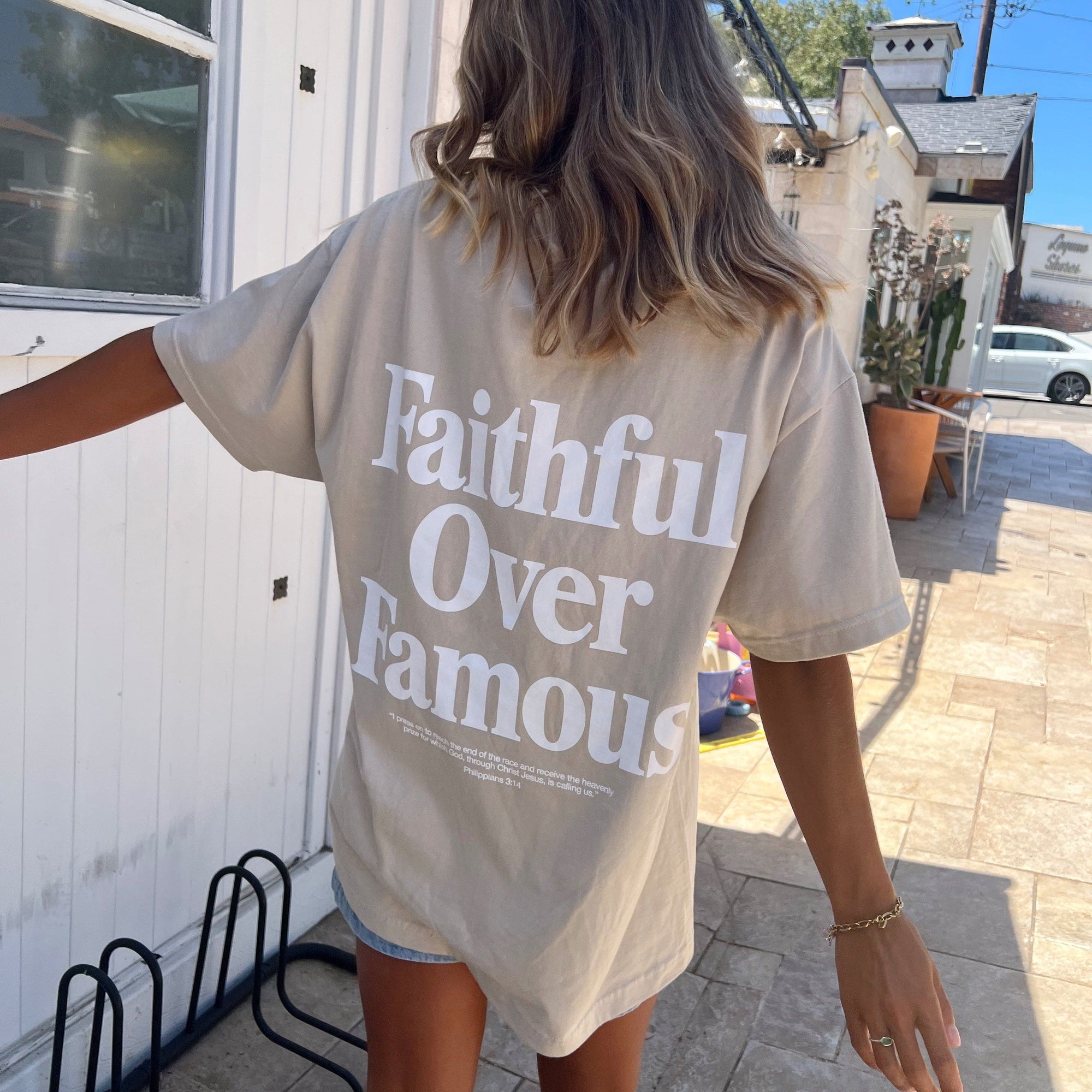 NEW! | "FAITHFUL OVER FAMOUS" TEE | SAND