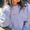 NEW! "FLOWER DOODLE" EMBROIDERED CREWNECK | ASH