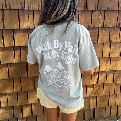 NEW! | "WALK BY FAITH" PREMIUM COMFORT COLOR TEE | SAGE