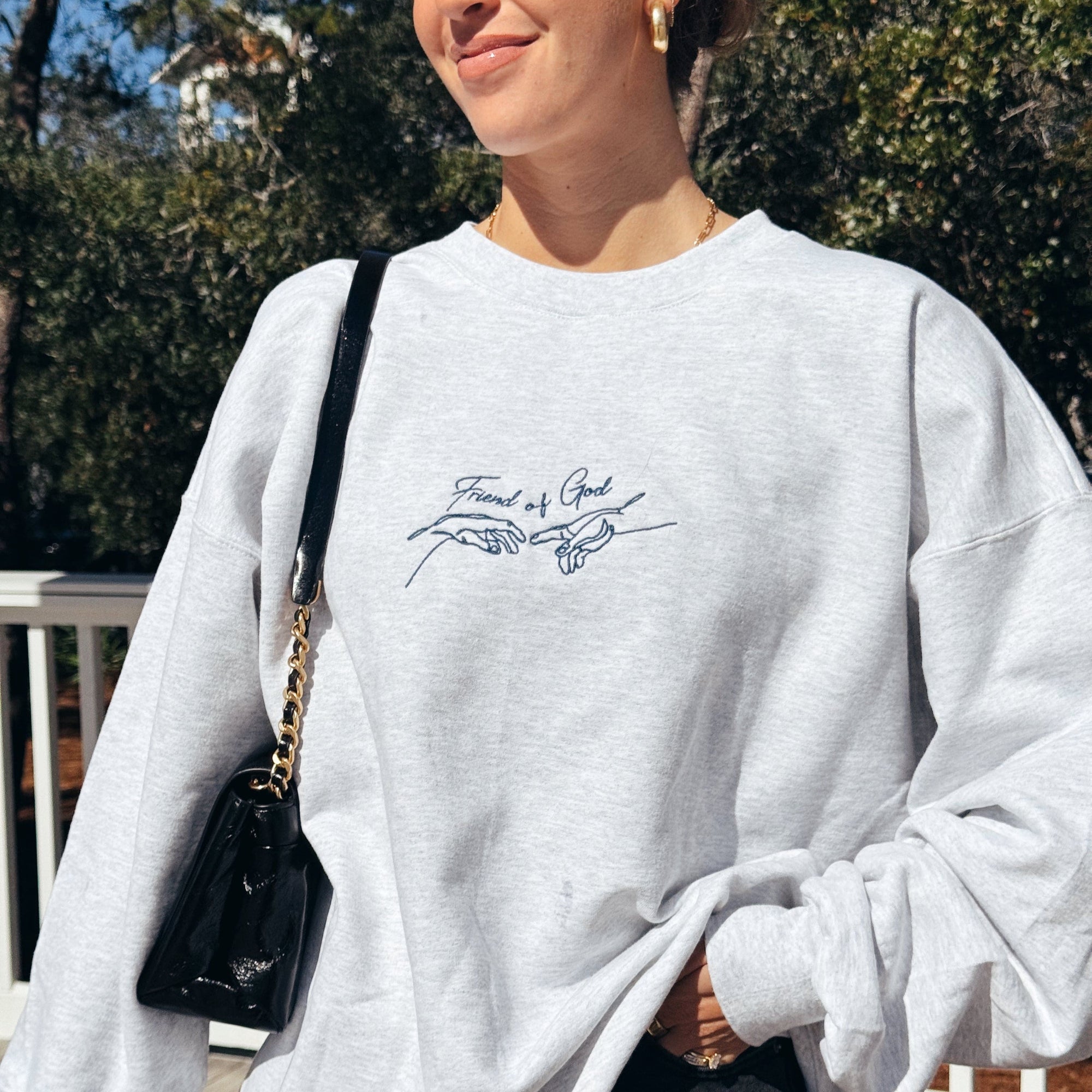 RESTOCK! | "FRIEND OF GOD" | PREMIUM EMBROIDERED CREWNECK | ASH