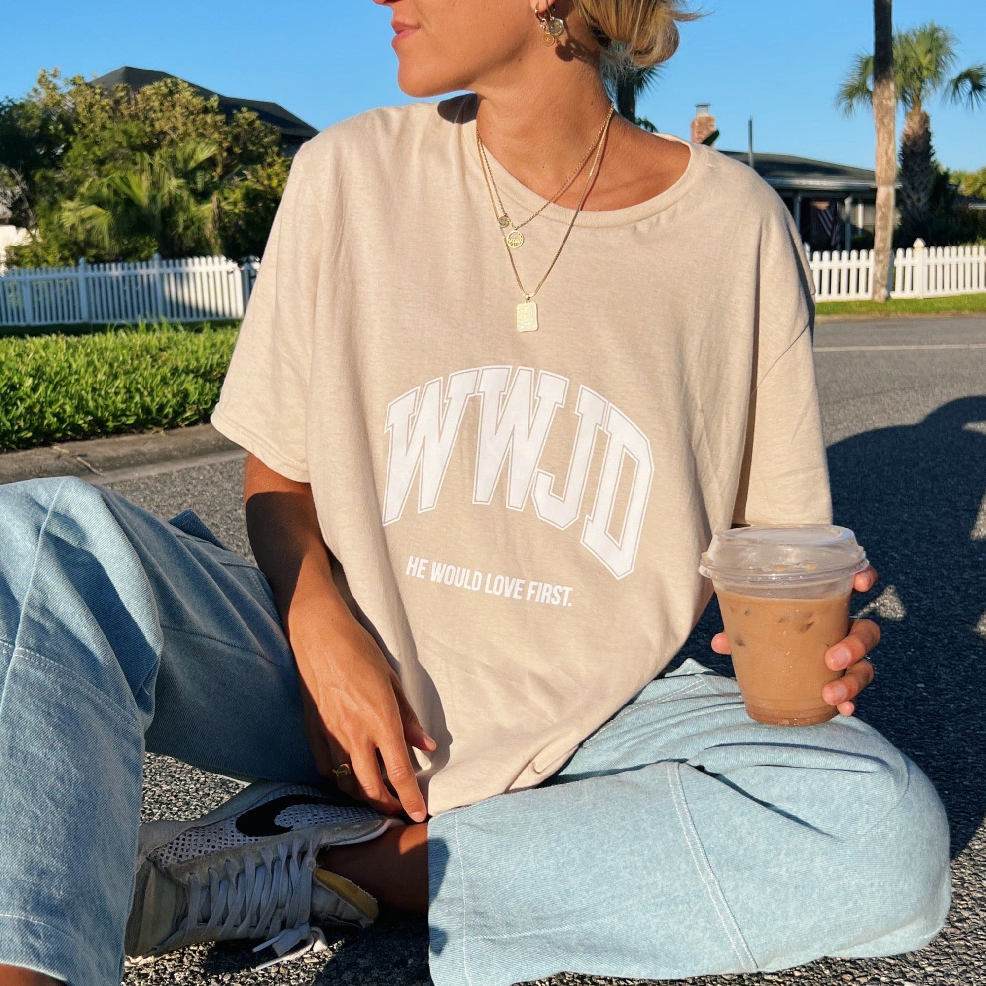 WWJD Sand | WWJD University Tee XXL