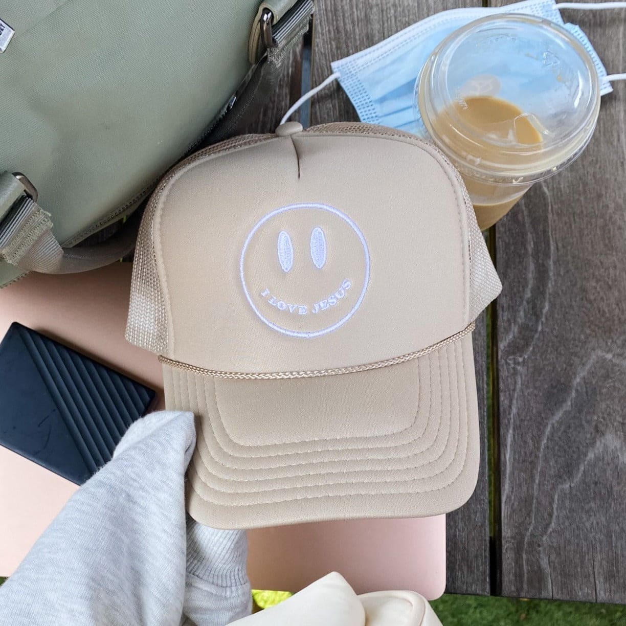 RESTOCKED! | SMILEY | TRUCKER HAT | SAND