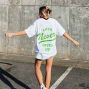 RESTOCK! | "LOVE NEVER GIVES UP" TEE | WHITE
