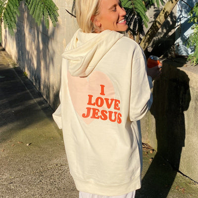 RESTOCK! PUFF PRINT | "I LOVE JESUS" | CREAM | HOODIE