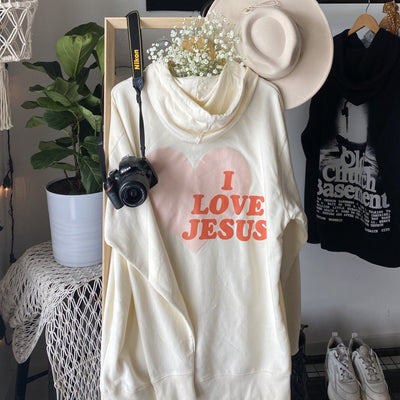 RESTOCK! PUFF PRINT | "I LOVE JESUS" | CREAM | HOODIE