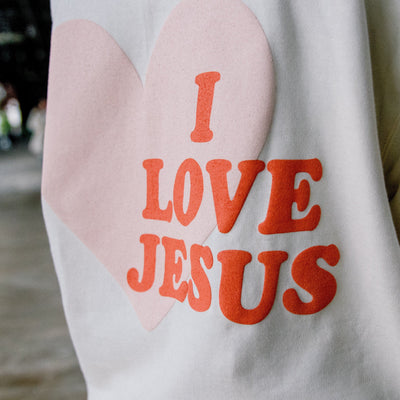 RESTOCK! PUFF PRINT | "I LOVE JESUS" | CREAM | HOODIE