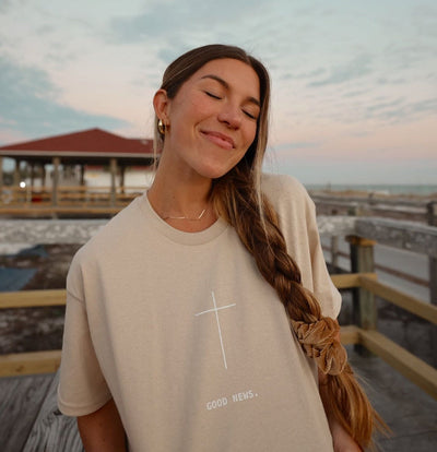 RESTOCKED! | "GOOD NEWS" TEE | SAND